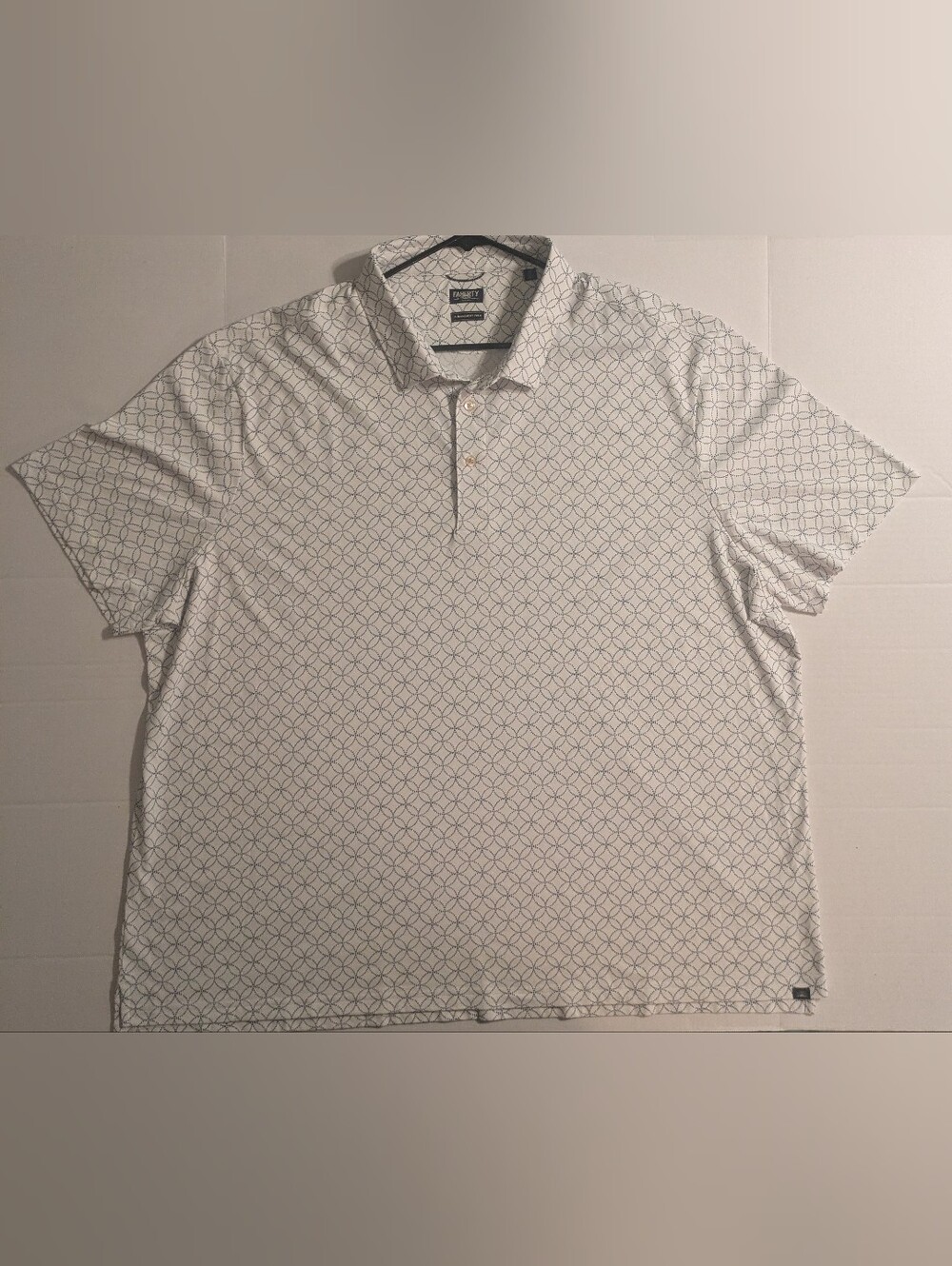 Faherty White Polo with Navy Geometric Print- 3XL (NWOT)